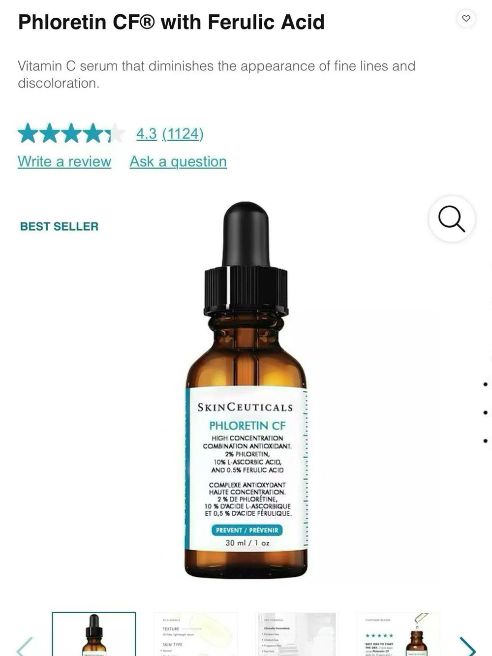 SkinCeuticals Phloretin CF Serum - Brown & Black Packaging